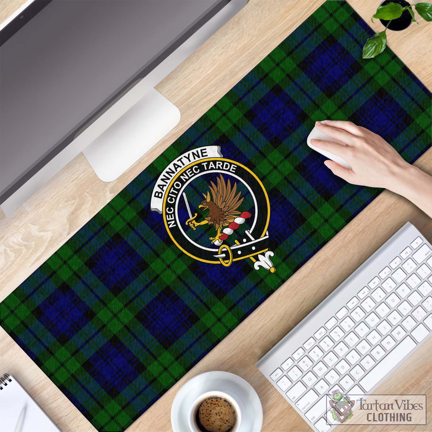 Tartan Vibes Clothing Bannatyne Tartan Mouse Pad with Family Crest