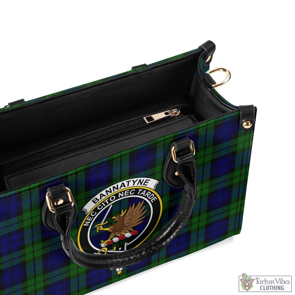Tartan Vibes Clothing Bannatyne Tartan Luxury Leather Handbags with Family Crest