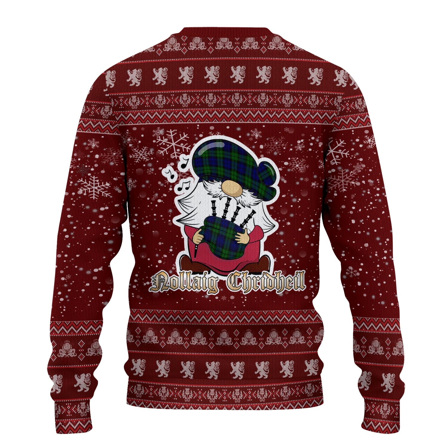 Bannatyne Clan Christmas Family Knitted Sweater with Funny Gnome Playing Bagpipes - Tartanvibesclothing