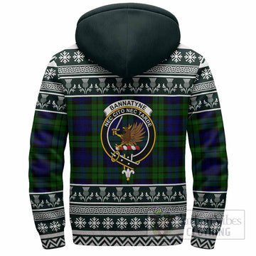 Bannatyne Clan Tartan Christmas Fleece Hoodie with Family Crest - Tartan Vibes Clothing