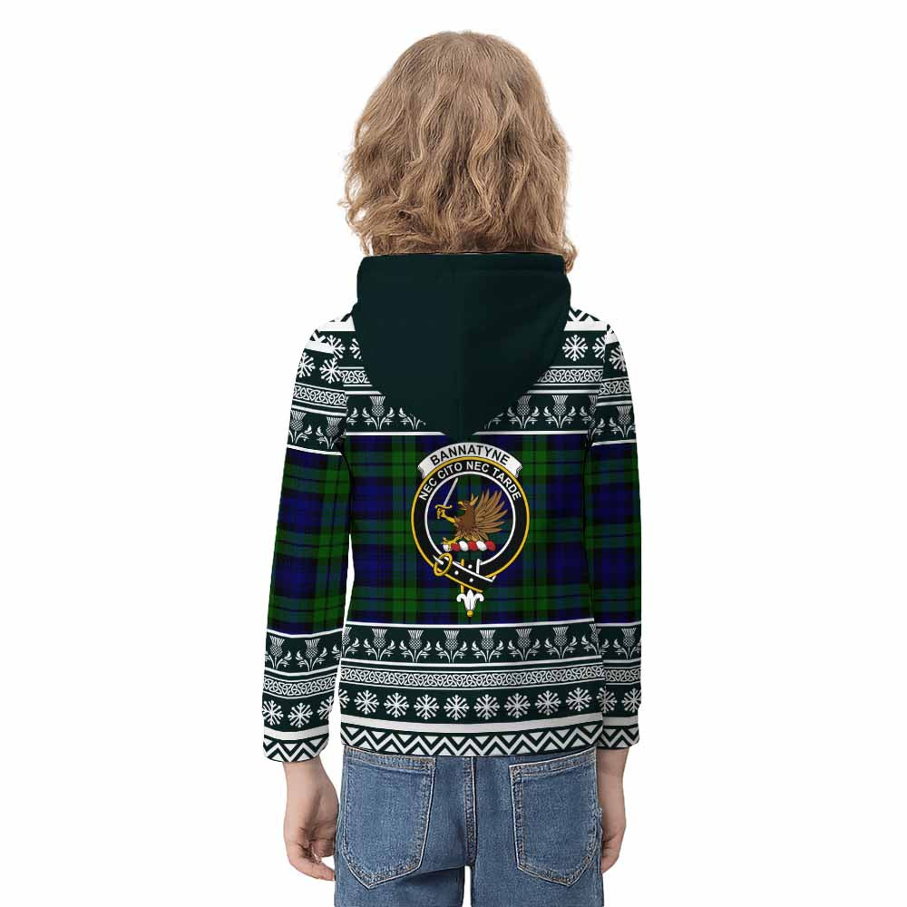 Bannatyne Clan Tartan Christmas Kid Hoodie with Family Crest - Tartan Vibes Clothing