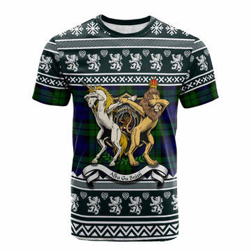 Bannatyne Clan Tartan Crest Christmas Cotton T-shirt Coat of Arms Funny Style