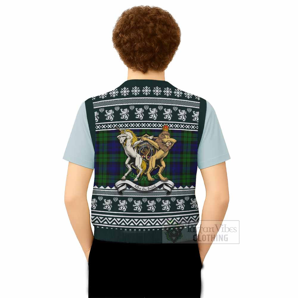 Bannatyne Clan Tartan Crest Christmas Knitted V-Neck Vest Coat of Arms Funny Style - Tartan Vibes Clothing