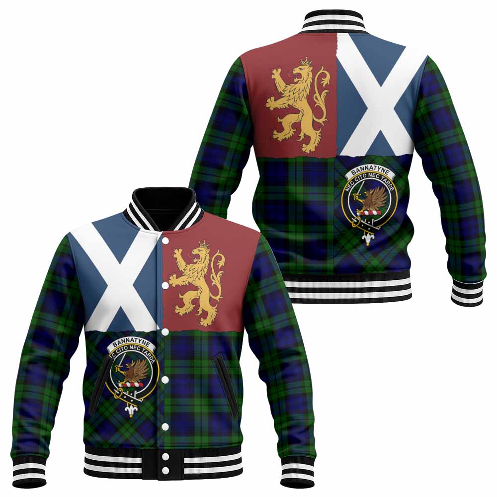 Bannatyne Crest Tartan Baseball Jacket with Lion Rampant Saltire Style