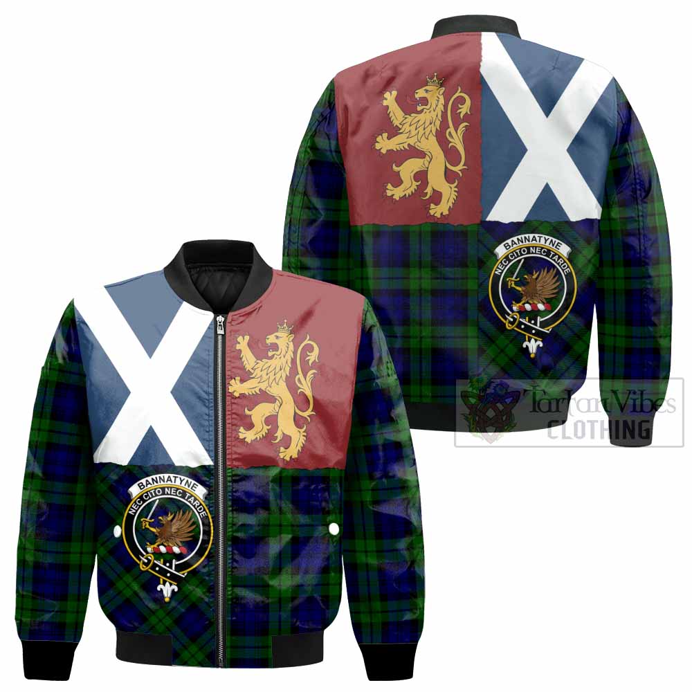 Bannatyne Crest Tartan Bomber Jacket with Lion Rampant Saltire Style
