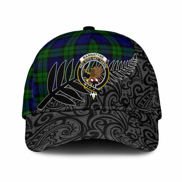 Bannatyne Crest Tartan Classic Cap with New Zealand Silver Fern Half Style