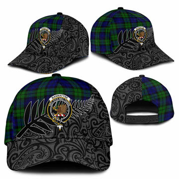 Bannatyne Crest Tartan Classic Cap with New Zealand Silver Fern Half Style