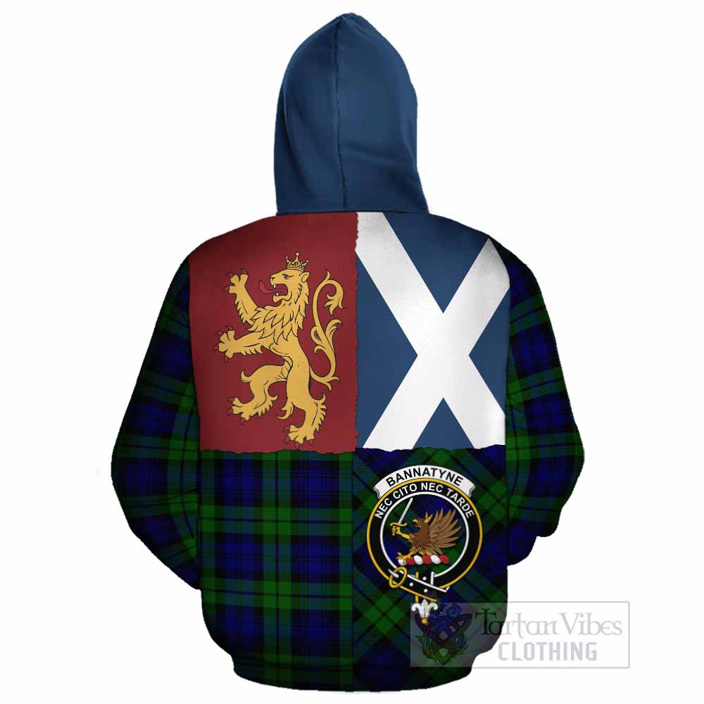 Bannatyne Crest Tartan Cotton Hoodie with Lion Rampant Saltire Style - Tartan Vibes Clothing