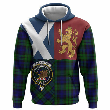 Bannatyne Crest Tartan Hoodie with Lion Rampant Saltire Style