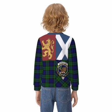 Bannatyne Crest Tartan Kid Knitted Sweatshirt with Lion Rampant Saltire Style - Tartan Vibes Clothing