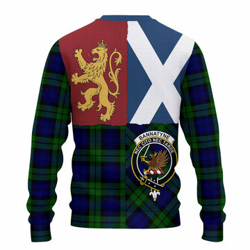 Bannatyne Crest Tartan Knitted Sweater with Lion Rampant Saltire Style