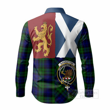 Bannatyne Crest Tartan Long Sleeve Button Shirts with Lion Rampant Saltire Style