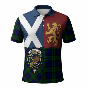 Bannatyne Crest Tartan Polo Shirt with Lion Rampant Saltire Style