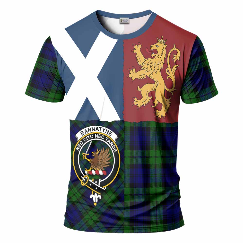 Bannatyne Crest Tartan T-Shirt with Lion Rampant Saltire Style