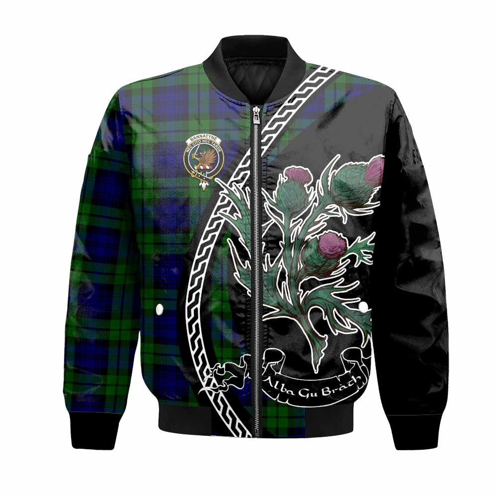 Bannatyne Family Crest Tartan Bomber Jacket Alba Thistle Inspired - Tartan Vibes Clothing