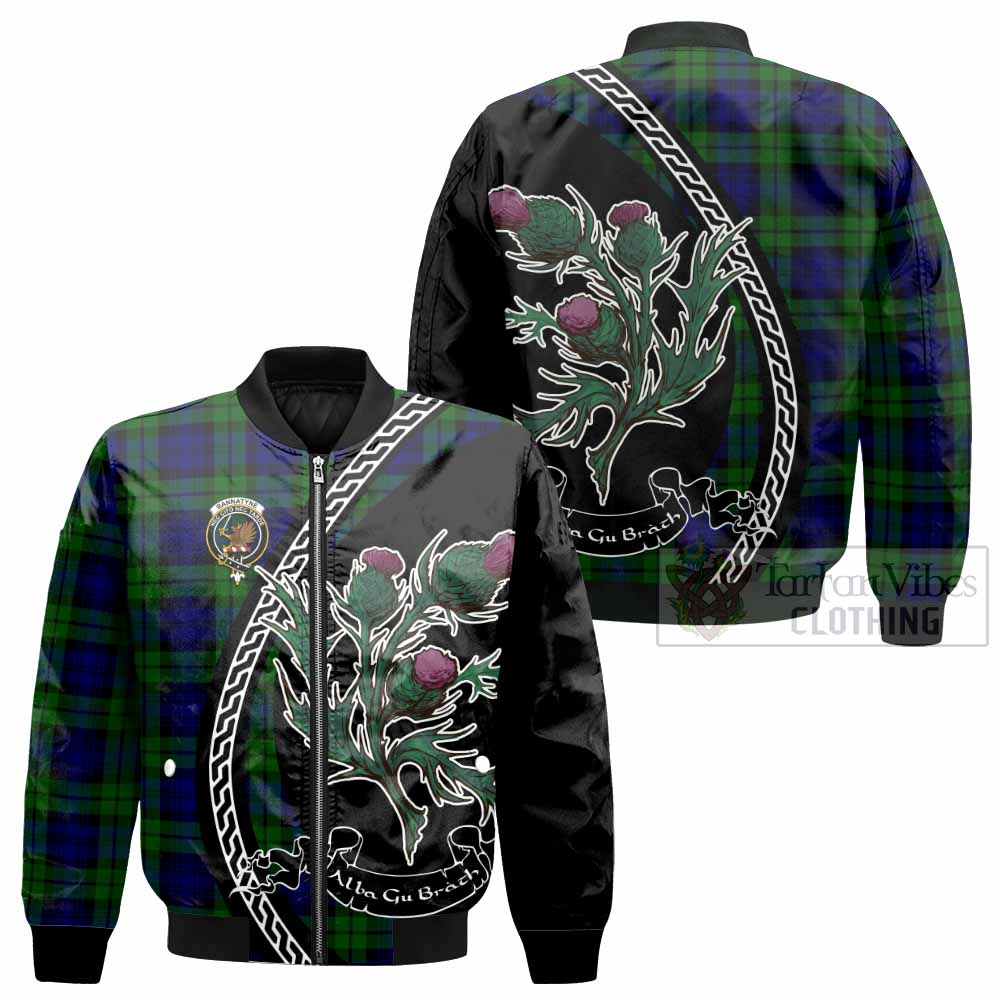 Bannatyne Family Crest Tartan Bomber Jacket Alba Thistle Inspired - Tartan Vibes Clothing
