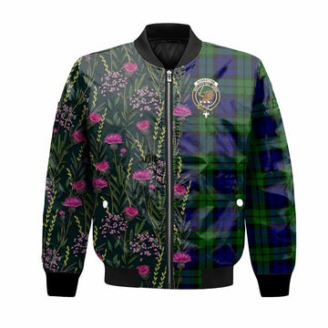 Bannatyne Family Crest Tartan Bomber Jacket Scottish Thistle Flower Pattern Half Style - Tartan Vibes Clothing
