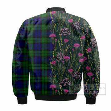 Bannatyne Family Crest Tartan Bomber Jacket Scottish Thistle Flower Pattern Half Style - Tartan Vibes Clothing