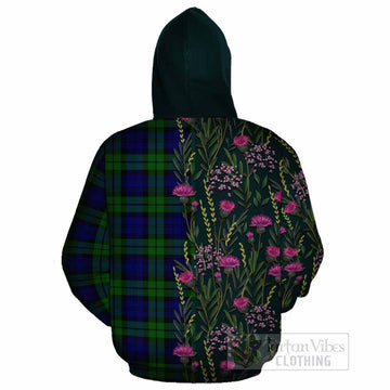 Bannatyne Family Crest Tartan Cotton Hoodie Scottish Thistle Flower Pattern Half Style - Tartan Vibes Clothing