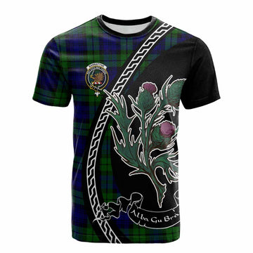 Bannatyne Family Crest Tartan Cotton T-shirt Alba Thistle Inspired