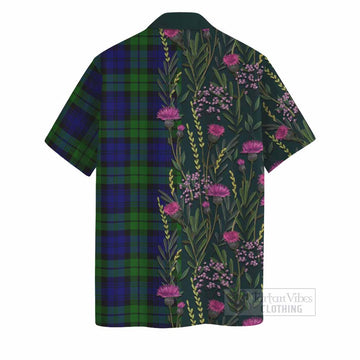 Bannatyne Family Crest Tartan Hawaiian Shirt Scottish Thistle Flower Pattern Half Style - Tartan Vibes Clothing