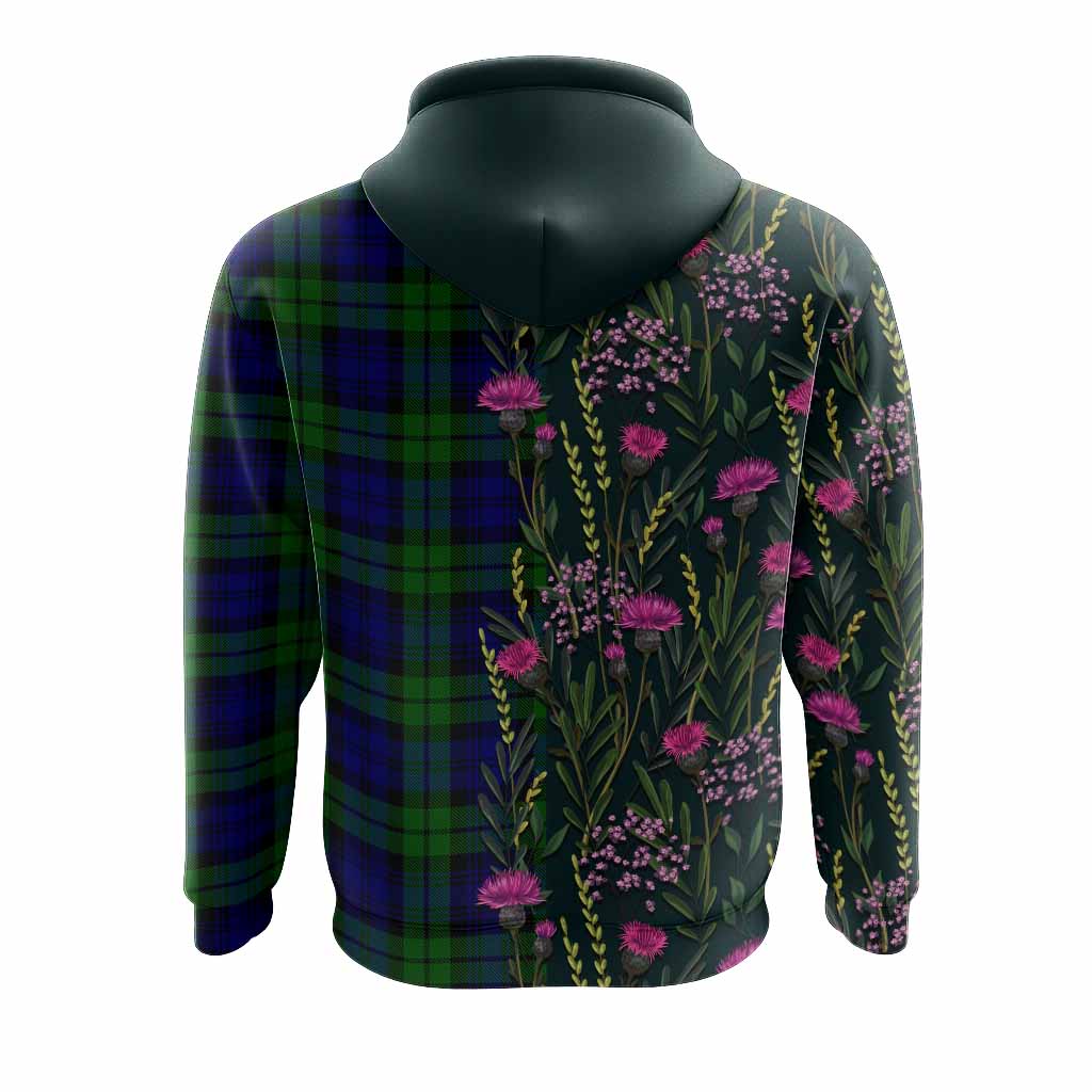 Bannatyne Family Crest Tartan Hoodie Scottish Thistle Flower Pattern Half Style - Tartan Vibes Clothing