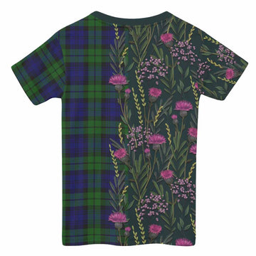 Bannatyne Family Crest Tartan Kid T-shirt Scottish Thistle Flower Pattern Half Style - Tartan Vibes Clothing