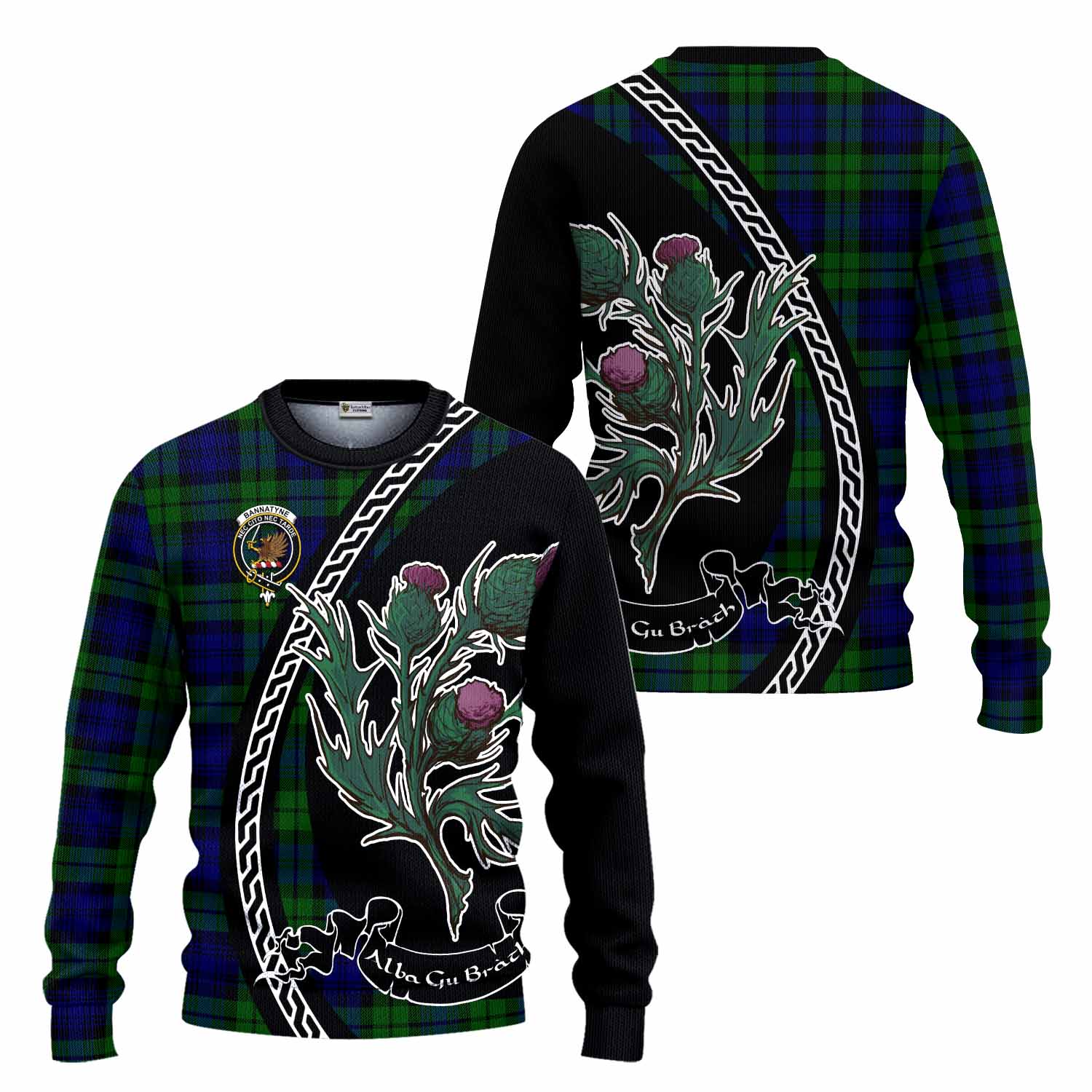 Bannatyne Family Crest Tartan Knitted Sweater Alba Thistle Inspired - Tartan Vibes Clothing