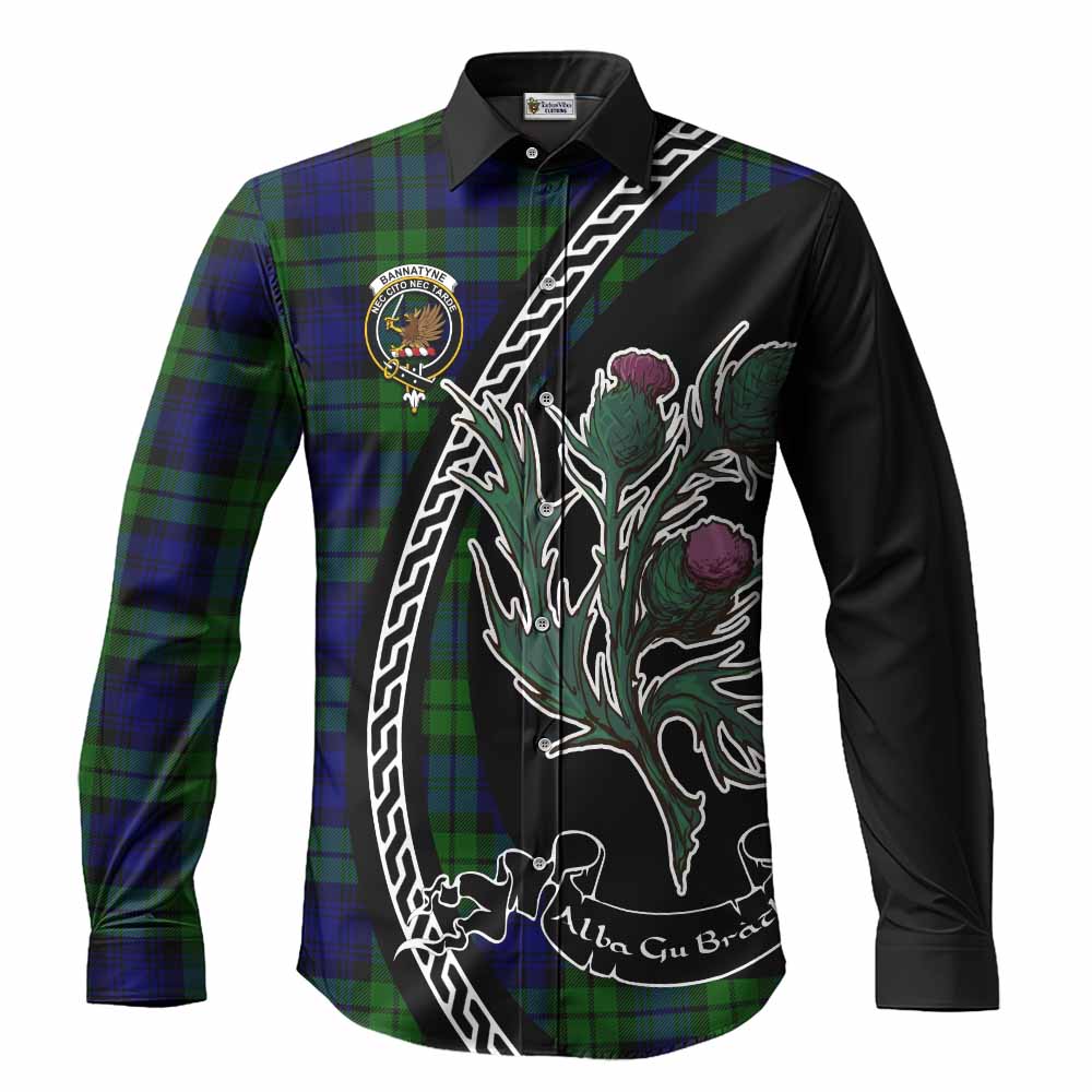 Bannatyne Family Crest Tartan Long Sleeve Button Shirts Alba Thistle Inspired - Tartan Vibes Clothing