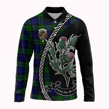 Bannatyne Family Crest Tartan Long Sleeve Polo Shirt Alba Thistle Inspired - Tartan Vibes Clothing