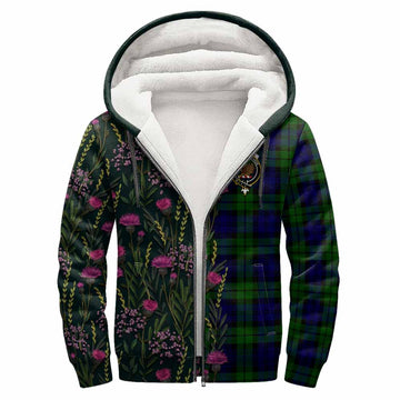 Bannatyne Family Crest Tartan Sherpa Hoodie Scottish Thistle Flower Pattern Half Style - Tartan Vibes Clothing