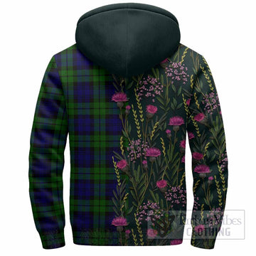 Bannatyne Family Crest Tartan Sherpa Hoodie Scottish Thistle Flower Pattern Half Style - Tartan Vibes Clothing