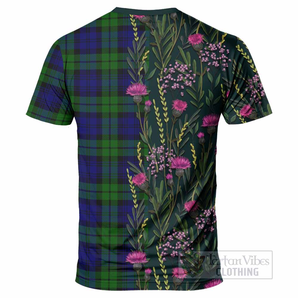 Bannatyne Family Crest Tartan T-Shirt Scottish Thistle Flower Pattern Half Style - Tartan Vibes Clothing