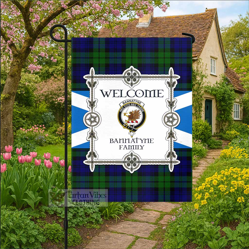 Bannatyne Family Crest Tartan Welcome Garden Flag Saltire Harmony Style - Tartan Vibes Clothing