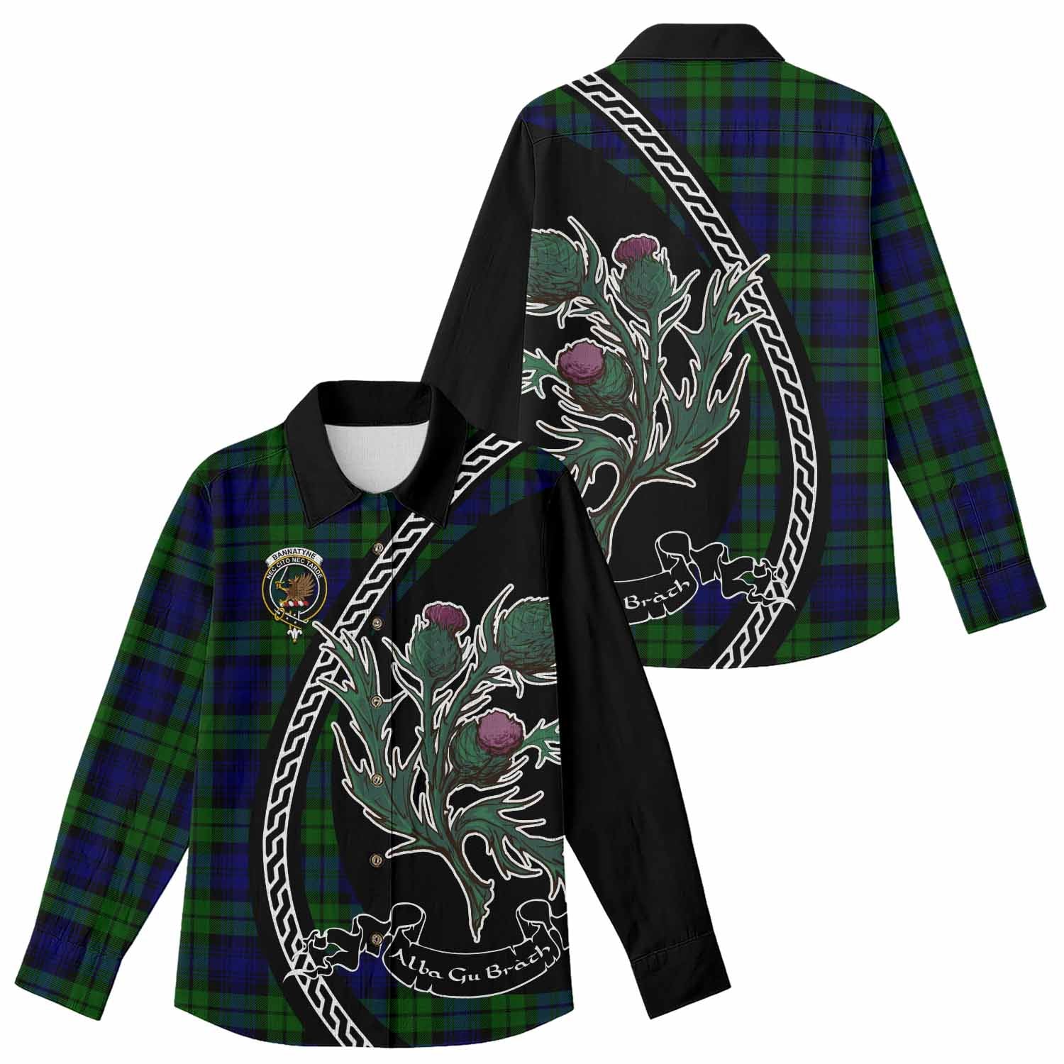 Bannatyne Family Crest Tartan Women Casual Shirt Alba Thistle Inspired - Tartan Vibes Clothing
