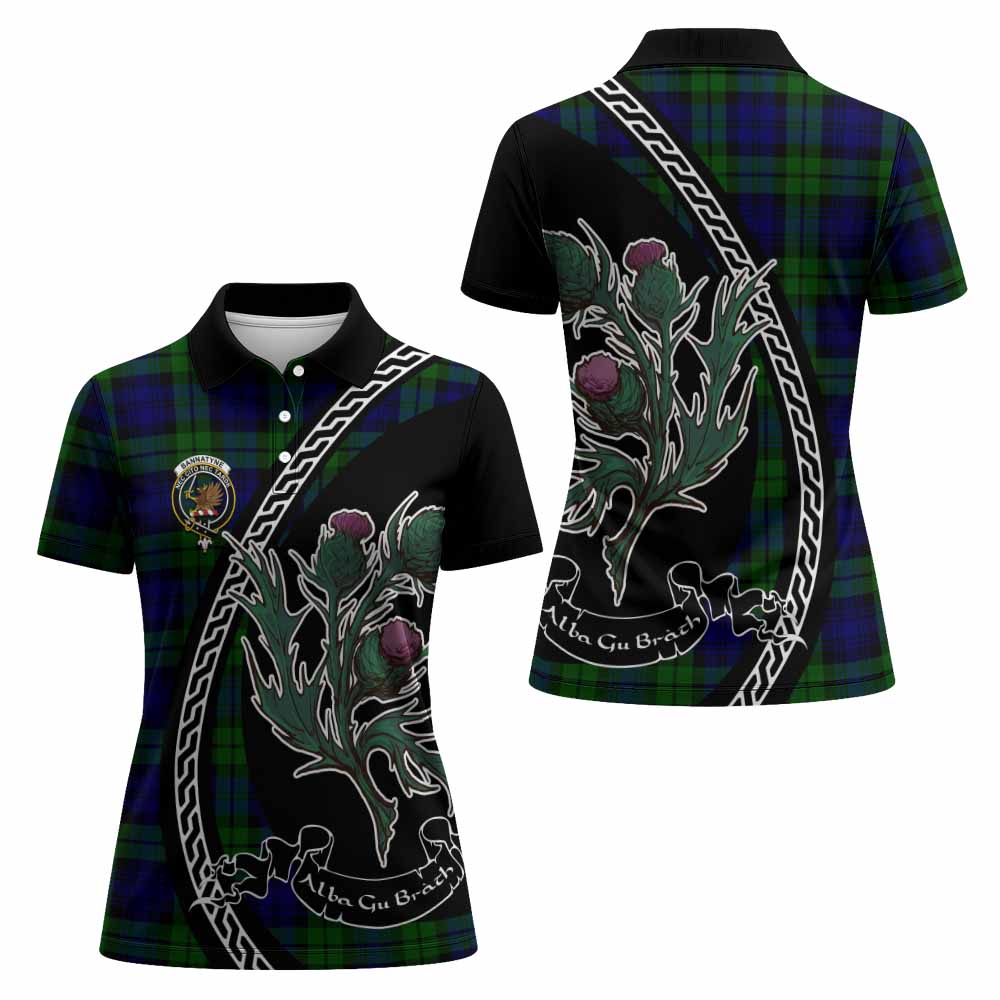 Bannatyne Family Crest Tartan Women Polo Shirt Alba Thistle Inspired - Tartan Vibes Clothing