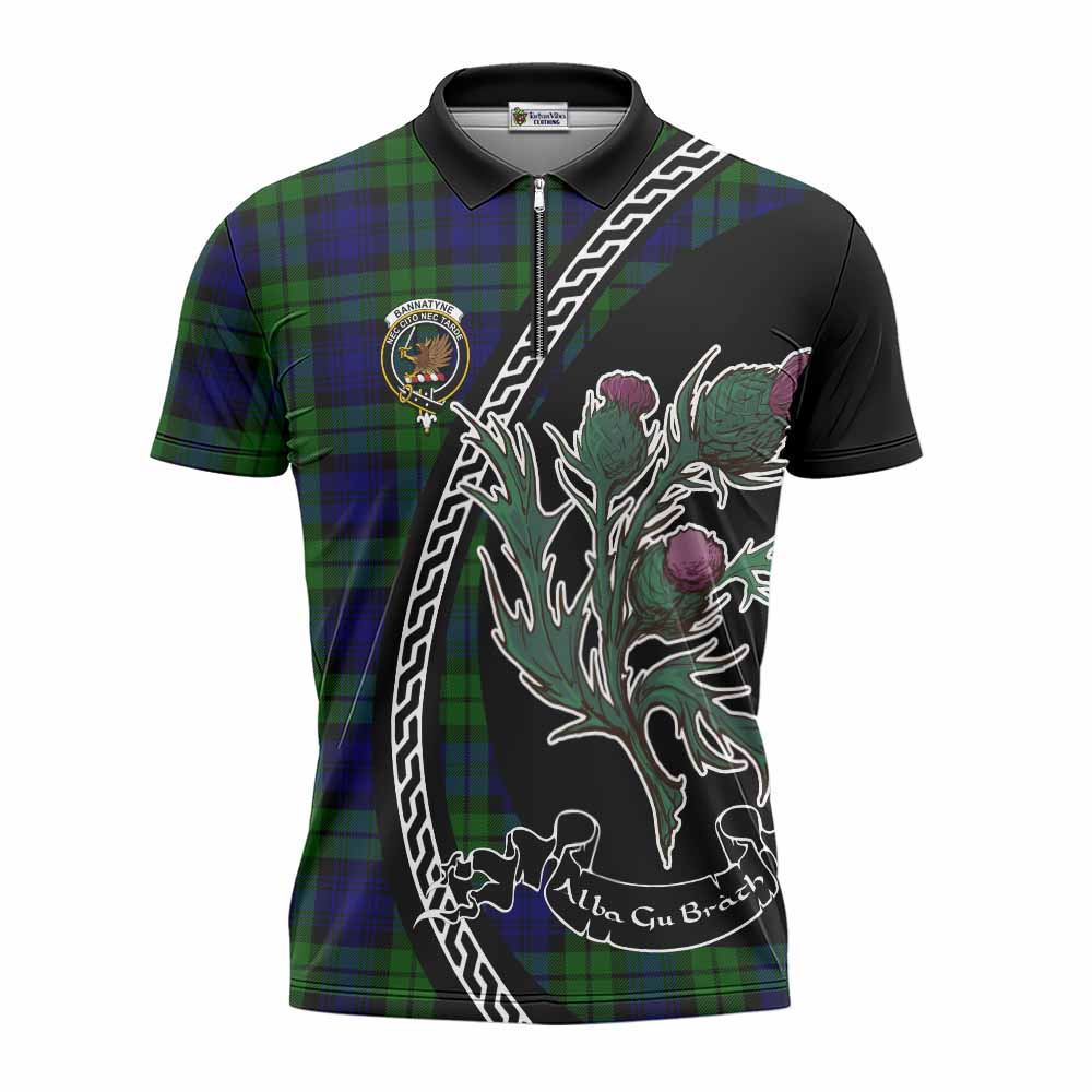 Bannatyne Family Crest Tartan Zipper Polo Shirt Alba Thistle Inspired - Tartan Vibes Clothing
