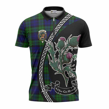 Bannatyne Family Crest Tartan Zipper Polo Shirt Alba Thistle Inspired - Tartan Vibes Clothing