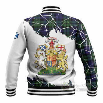 Bannatyne Tartan Baseball Jacket with Family Crest and Lion Rampant Grunge Style