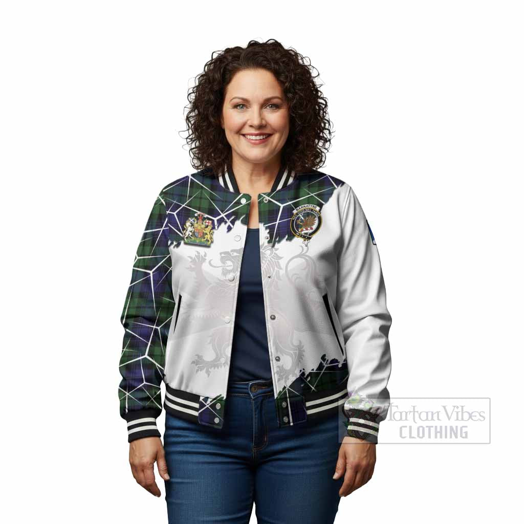 Bannatyne Tartan Baseball Jacket with Family Crest and Lion Rampant Grunge Style