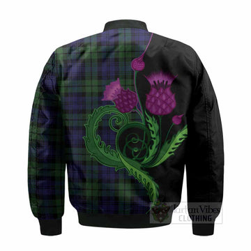 Bannatyne Tartan Bomber Jacket Traditional Scottish Thistle
