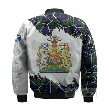 Bannatyne Tartan Bomber Jacket with Family Crest and Lion Rampant Grunge Style