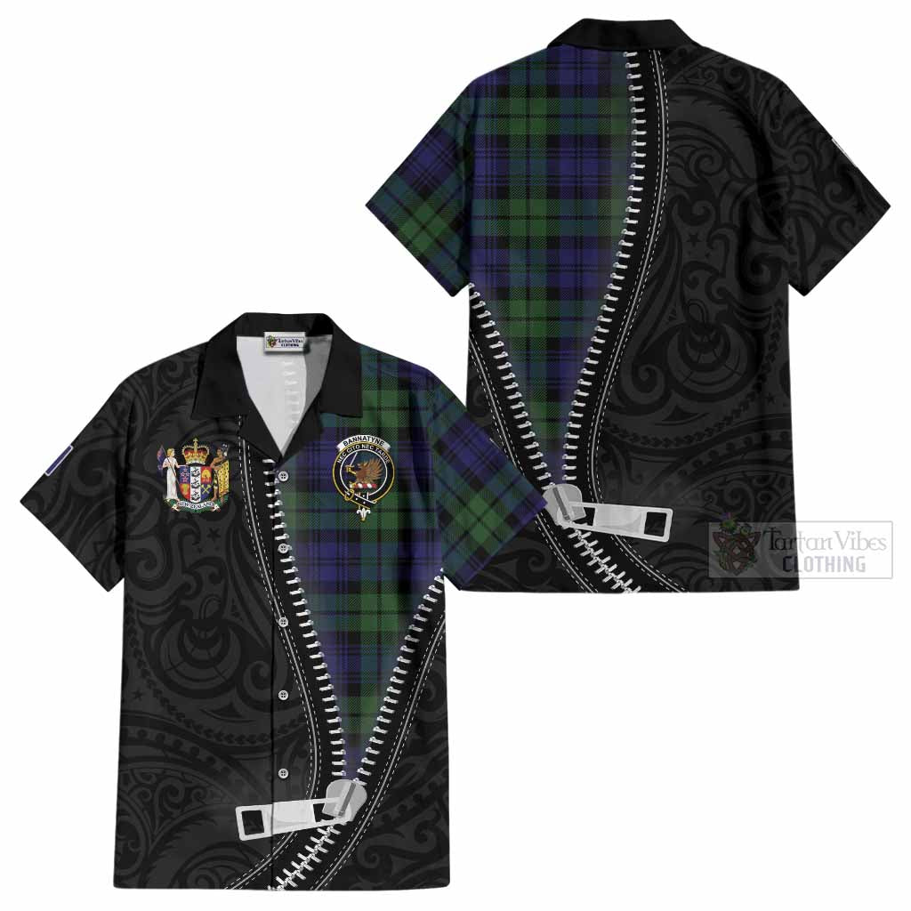 Bannatyne Tartan Cotton Hawaiian Shirt New Zealand Pattern Unique Zipper Stylized