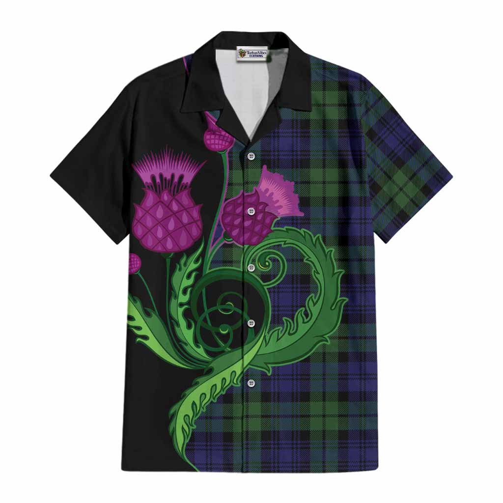 Bannatyne Tartan Cotton Hawaiian Shirt Traditional Scottish Thistle