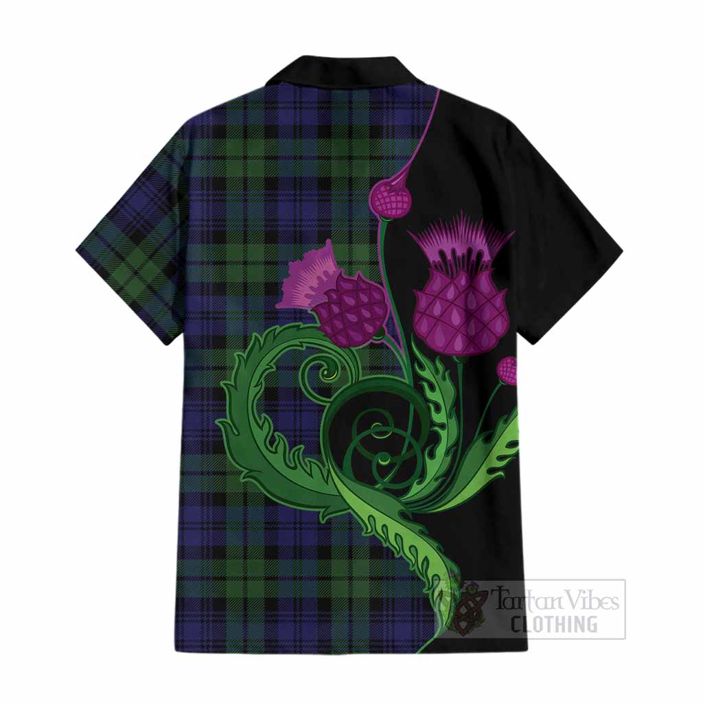 Bannatyne Tartan Cotton Hawaiian Shirt Traditional Scottish Thistle