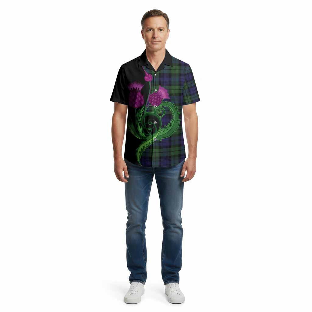 Bannatyne Tartan Cotton Hawaiian Shirt Traditional Scottish Thistle