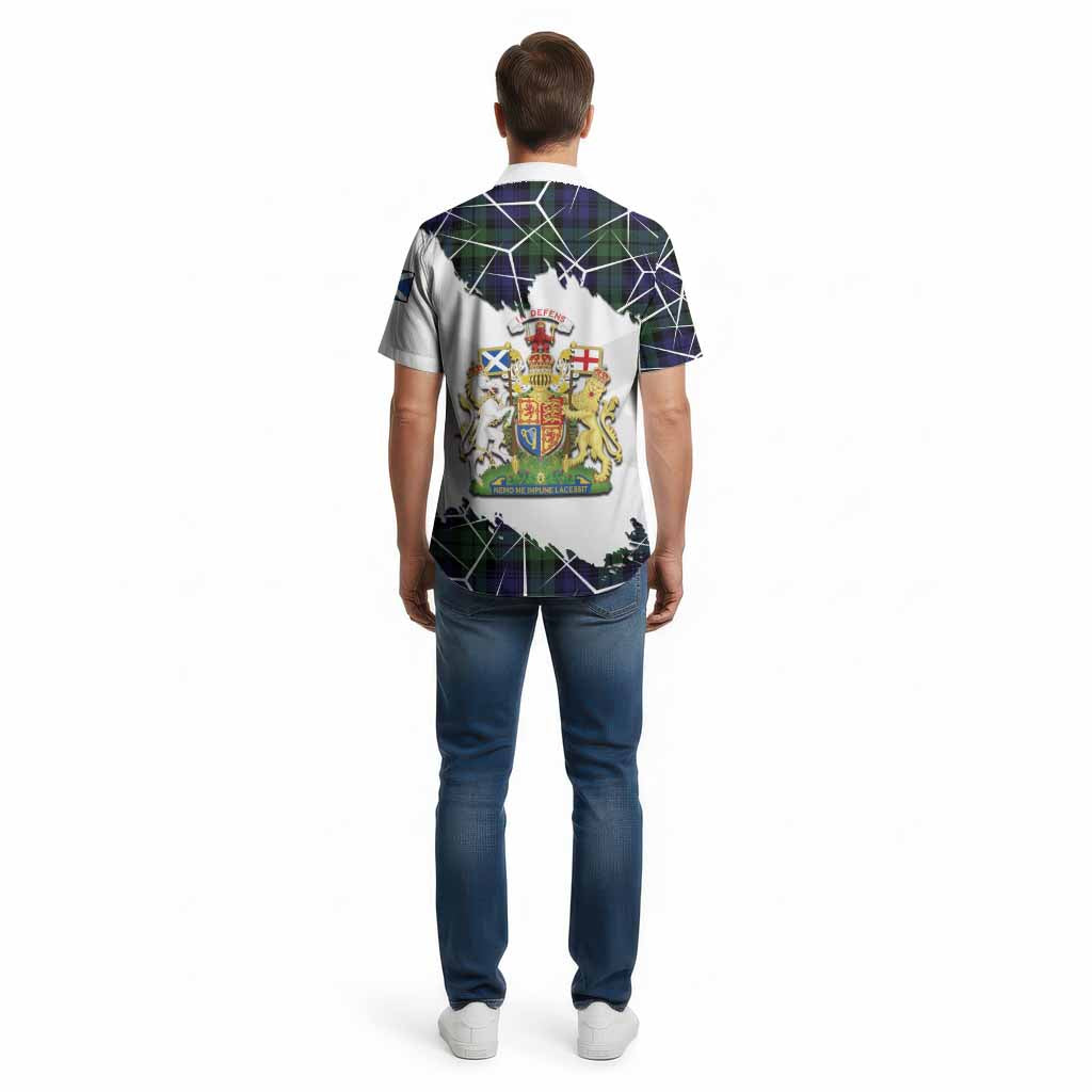 Bannatyne Tartan Cotton Hawaiian Shirt with Family Crest and Lion Rampant Grunge Style