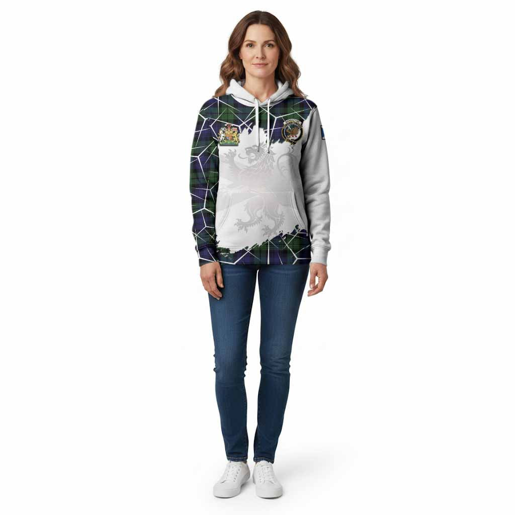 Bannatyne Tartan Cotton Hoodie with Family Crest and Lion Rampant Grunge Style