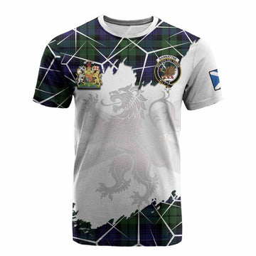 Bannatyne Tartan Cotton T-shirt with Family Crest and Lion Rampant Grunge Style