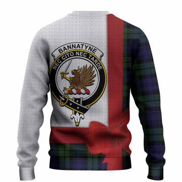 Bannatyne Tartan Crest Christmas Christmas Ugly Sweater Highland Cow Bagpipes Coquette Bow Style